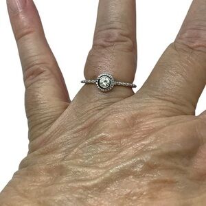 Sterling silver solitaire cubic zirconia ring